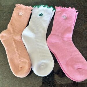 ALO Yoga Lettuce Edge Ankle Socks Bundle, Sz SM NWOT